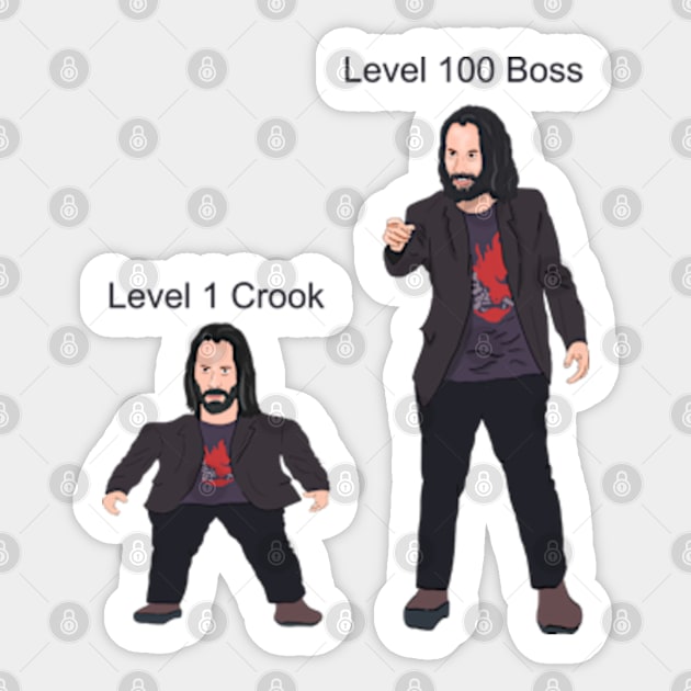 Mini Keanu Reeves Vs Level 100 Boss Keanu Sticker by Barnyardy